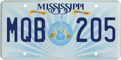MS license plate MQB205