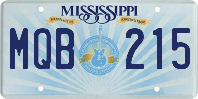 MS license plate MQB215