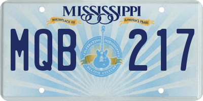 MS license plate MQB217