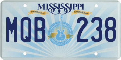 MS license plate MQB238