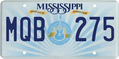 MS license plate MQB275