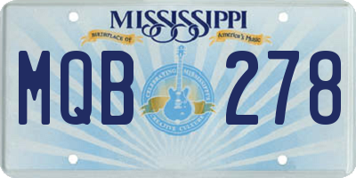 MS license plate MQB278