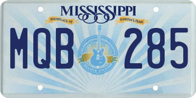MS license plate MQB285