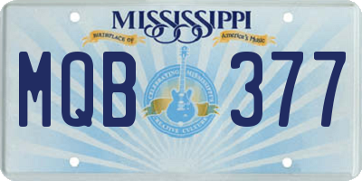 MS license plate MQB377