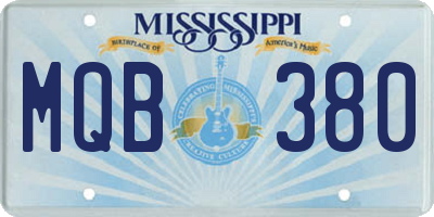 MS license plate MQB380