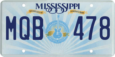 MS license plate MQB478