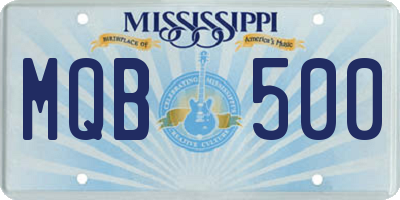 MS license plate MQB500