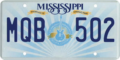MS license plate MQB502