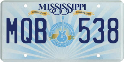 MS license plate MQB538