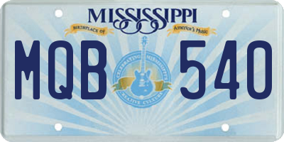 MS license plate MQB540
