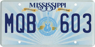 MS license plate MQB603