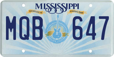 MS license plate MQB647