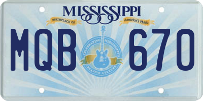 MS license plate MQB670