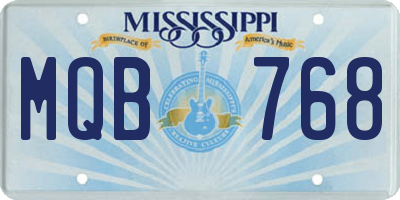MS license plate MQB768
