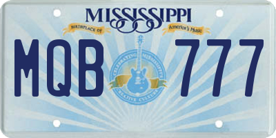MS license plate MQB777