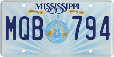 MS license plate MQB794
