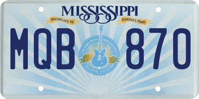 MS license plate MQB870