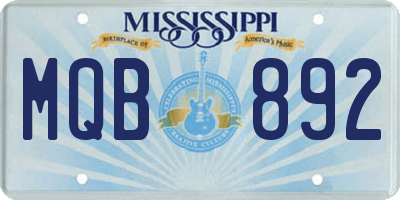 MS license plate MQB892