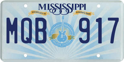 MS license plate MQB917