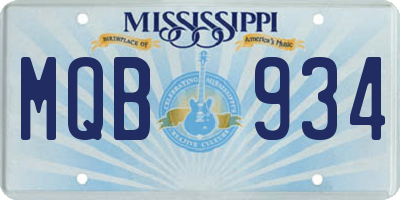 MS license plate MQB934