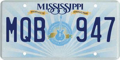 MS license plate MQB947