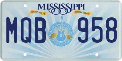 MS license plate MQB958