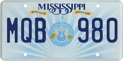 MS license plate MQB980