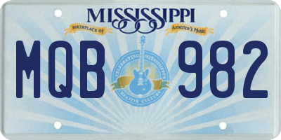 MS license plate MQB982
