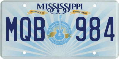 MS license plate MQB984