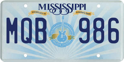MS license plate MQB986