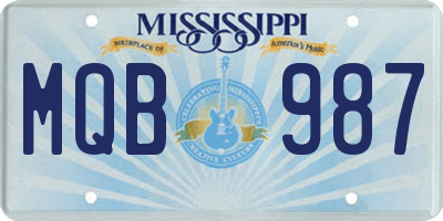 MS license plate MQB987