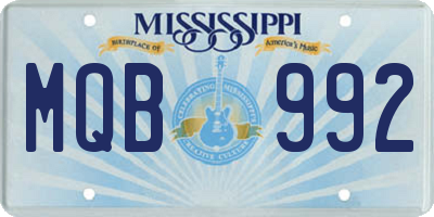 MS license plate MQB992