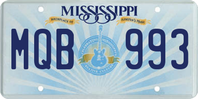 MS license plate MQB993