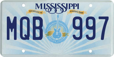 MS license plate MQB997