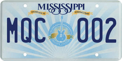 MS license plate MQC002