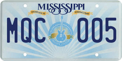 MS license plate MQC005