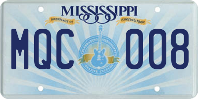 MS license plate MQC008