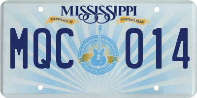 MS license plate MQC014