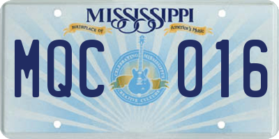 MS license plate MQC016