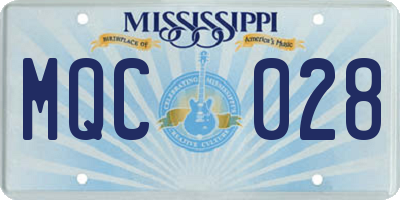 MS license plate MQC028