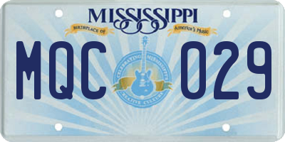 MS license plate MQC029