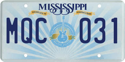 MS license plate MQC031