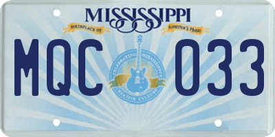 MS license plate MQC033