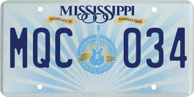 MS license plate MQC034