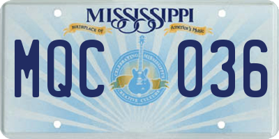 MS license plate MQC036