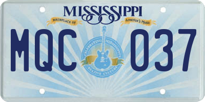 MS license plate MQC037
