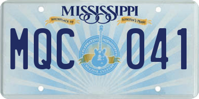 MS license plate MQC041