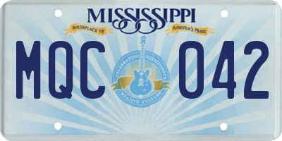 MS license plate MQC042
