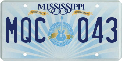 MS license plate MQC043