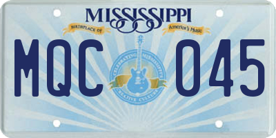MS license plate MQC045